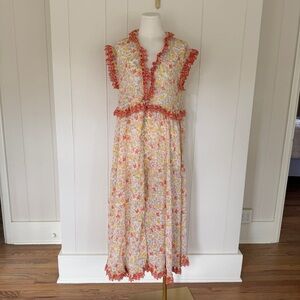 Floral Sleeveless Maxi Dress with Ruffle Trim free people